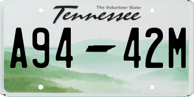 TN license plate A9442M