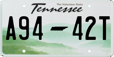 TN license plate A9442T