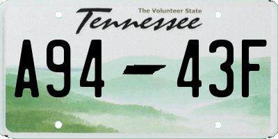 TN license plate A9443F