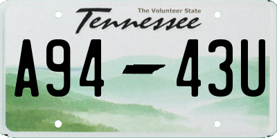 TN license plate A9443U