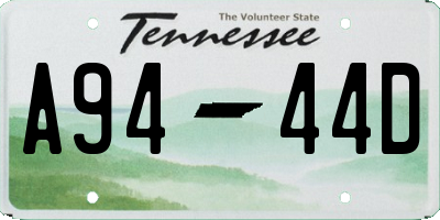 TN license plate A9444D