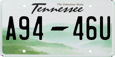 TN license plate A9446U