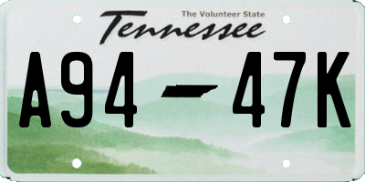 TN license plate A9447K