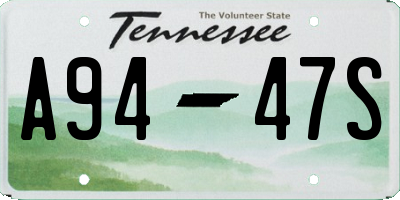 TN license plate A9447S