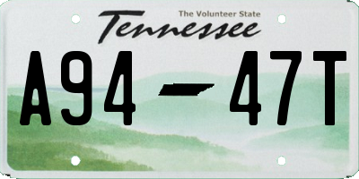 TN license plate A9447T