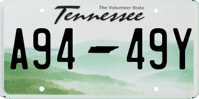 TN license plate A9449Y