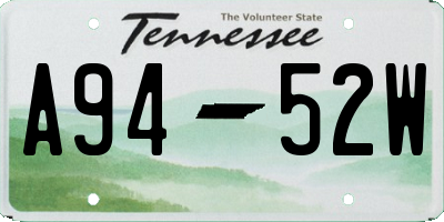 TN license plate A9452W
