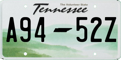 TN license plate A9452Z