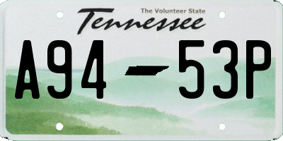 TN license plate A9453P