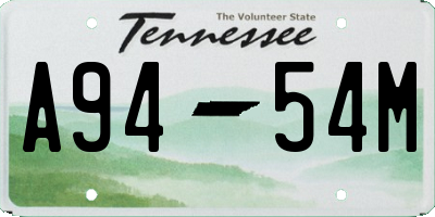 TN license plate A9454M