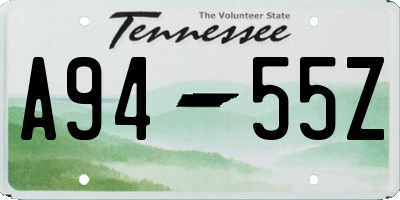 TN license plate A9455Z
