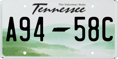 TN license plate A9458C