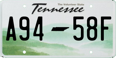TN license plate A9458F
