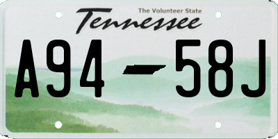 TN license plate A9458J