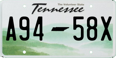 TN license plate A9458X