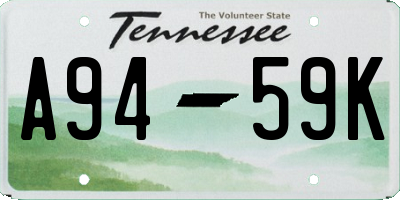 TN license plate A9459K
