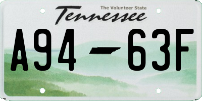 TN license plate A9463F