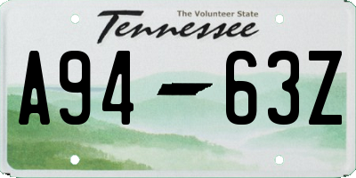 TN license plate A9463Z