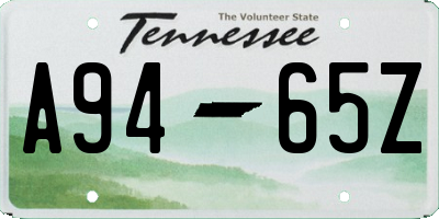 TN license plate A9465Z