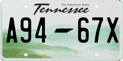 TN license plate A9467X