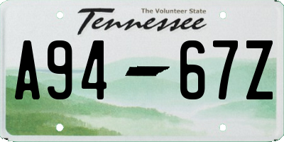 TN license plate A9467Z