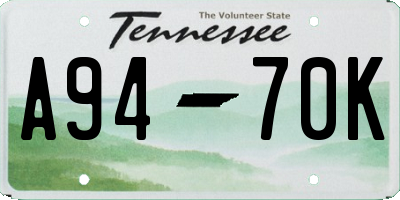 TN license plate A9470K