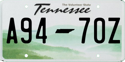 TN license plate A9470Z