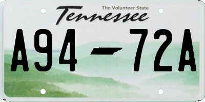 TN license plate A9472A