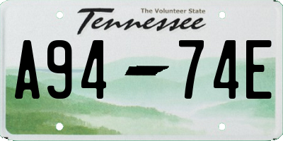 TN license plate A9474E