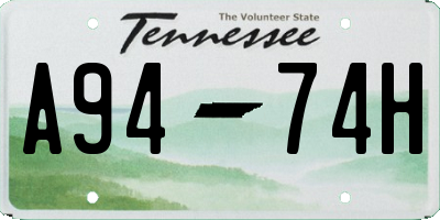 TN license plate A9474H