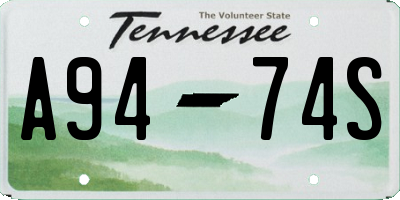 TN license plate A9474S