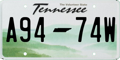 TN license plate A9474W