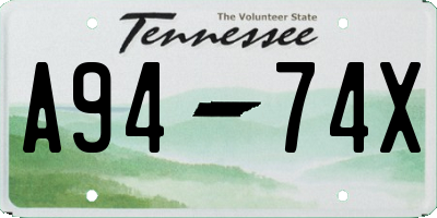 TN license plate A9474X