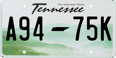 TN license plate A9475K