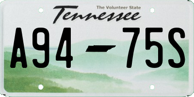 TN license plate A9475S