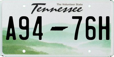 TN license plate A9476H