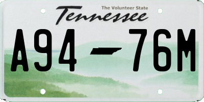 TN license plate A9476M