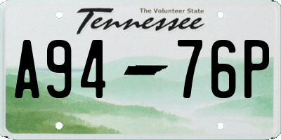 TN license plate A9476P