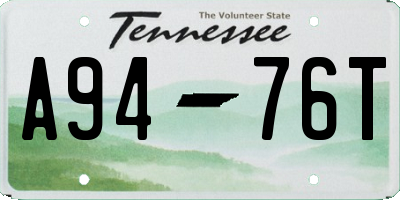 TN license plate A9476T