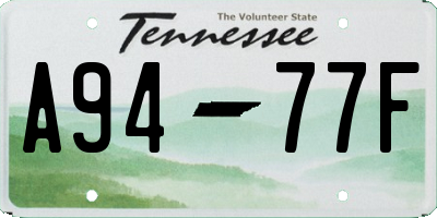 TN license plate A9477F