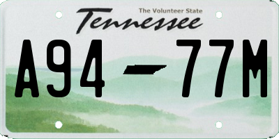 TN license plate A9477M