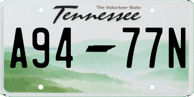 TN license plate A9477N