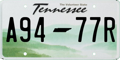 TN license plate A9477R