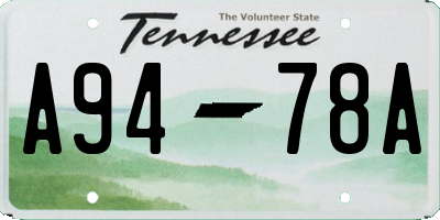TN license plate A9478A