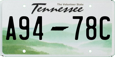 TN license plate A9478C