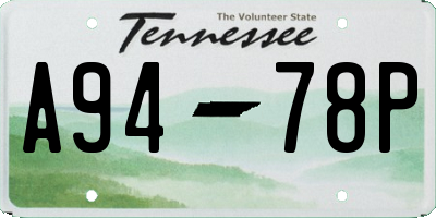 TN license plate A9478P