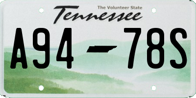 TN license plate A9478S
