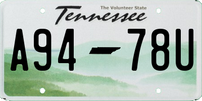 TN license plate A9478U