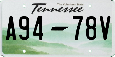 TN license plate A9478V