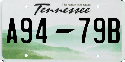 TN license plate A9479B